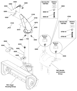 Discharge Chute Group Diagram and Parts List for BP2138S (1696160-00)(2012) Briggs and Stratton Snow Blower